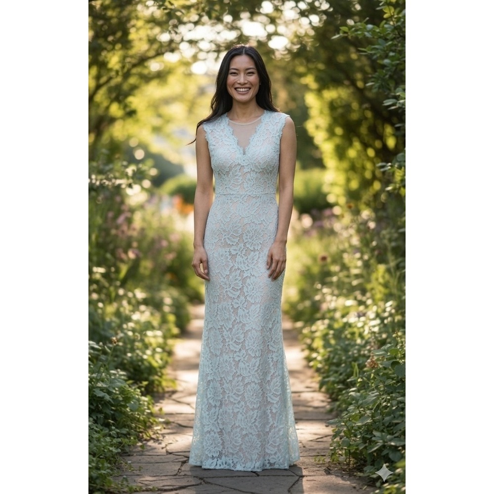 Betsy and Adam Formal All Lace Mermaid Maxi Dress Cottage Size 2 Wedding Starlet